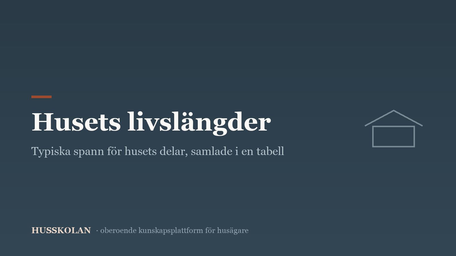 Husskolans tabell över typiska livslängder för husets delar